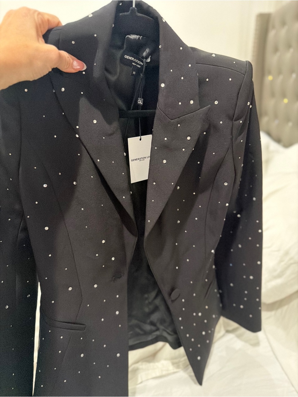 Generation Love Black Blazer with Crystal Dot Accents